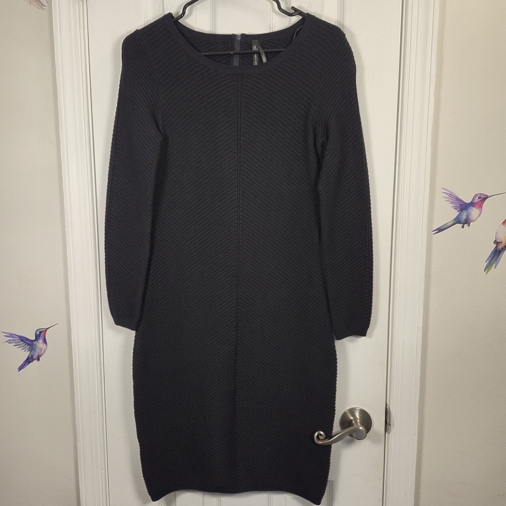 Marc New York Black Textured Knit Sheath Sweater Dress S